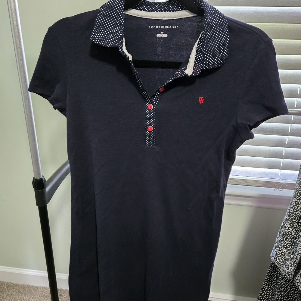 Tommy Hilfiger Red and Blue Polo Dress Casual Collar